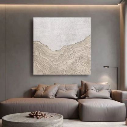 Landscape White Beige Oil Painting Canvas Wall Art Bedroom Living Room