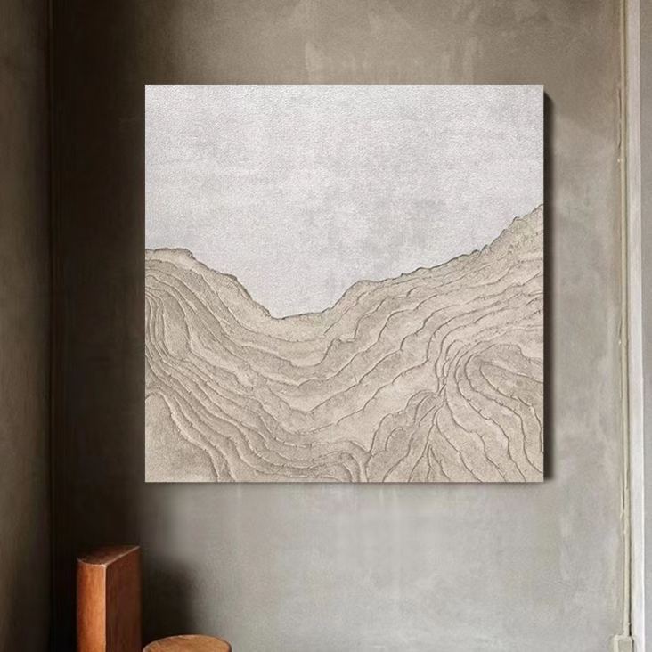 Landscape White Beige Oil Painting Canvas Wall Art Bedroom Living Room