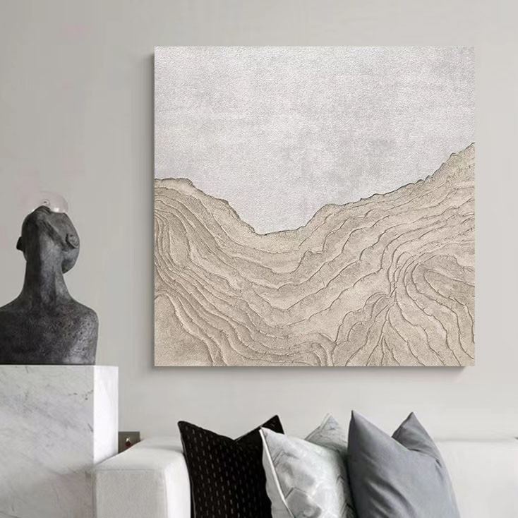 Landscape White Beige Oil Painting Canvas Wall Art Bedroom Living Room