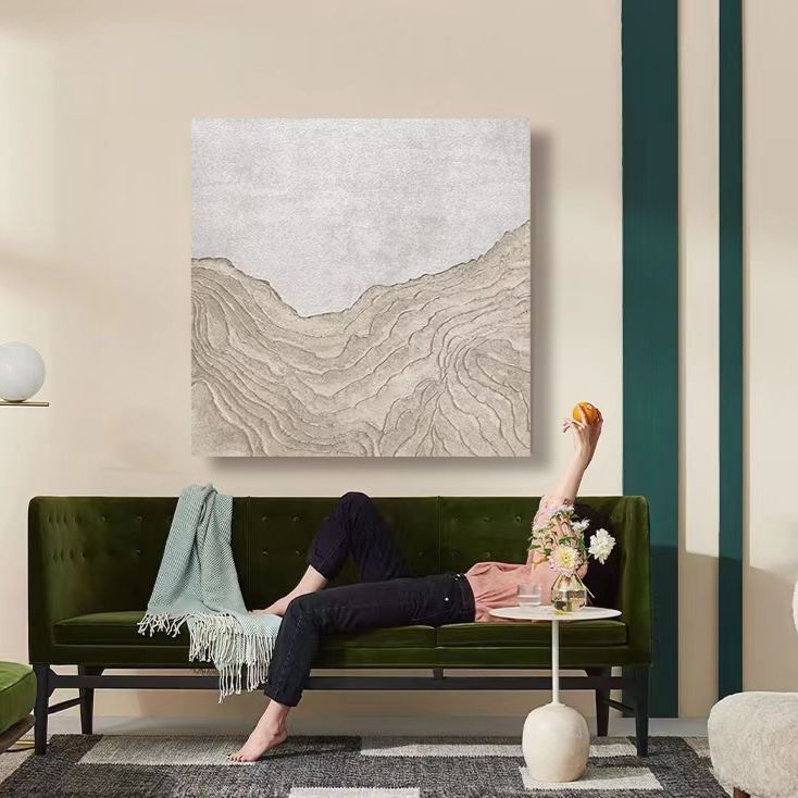 Landscape White Beige Oil Painting Canvas Wall Art Bedroom Living Room