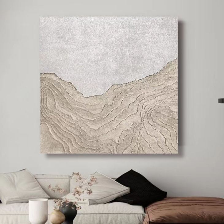 Landscape White Beige Oil Painting Canvas Wall Art Bedroom Living Room