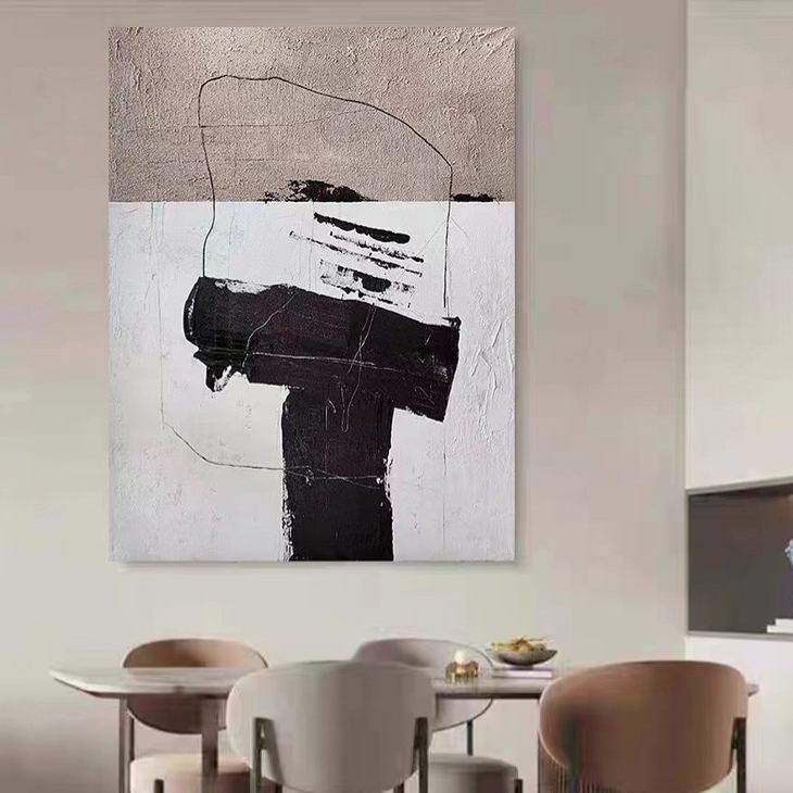 Abstract Brown Black White Oil Painting Canvas Wall Art Living Bedroom Entrance