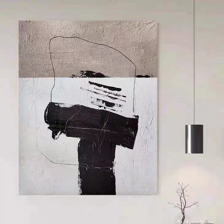 Abstract Brown Black White Oil Painting Canvas Wall Art Living Bedroom Entrance