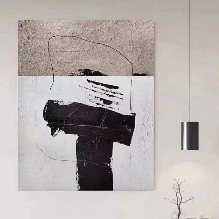 Abstract Brown Black White Oil Painting Canvas Wall Art Living Bedroom Entrance
