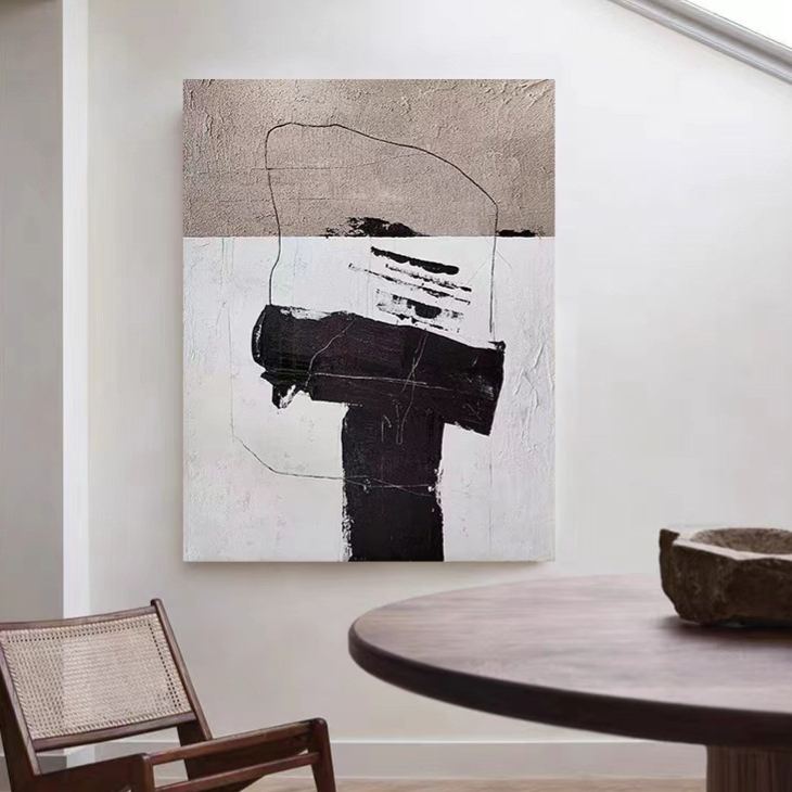Abstract Brown Black White Oil Painting Canvas Wall Art Living Bedroom Entrance