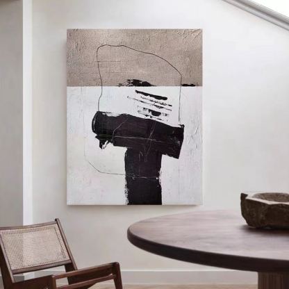 Abstract Brown Black White Oil Painting Canvas Wall Art Living Bedroom Entrance
