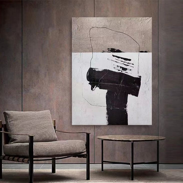 Abstract Brown Black White Oil Painting Canvas Wall Art Living Bedroom Entrance