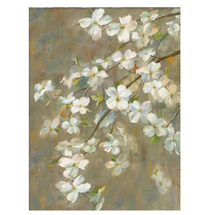 Floral Green White Oil Painting Canvas Wall Art Living Bedroom Entrance
