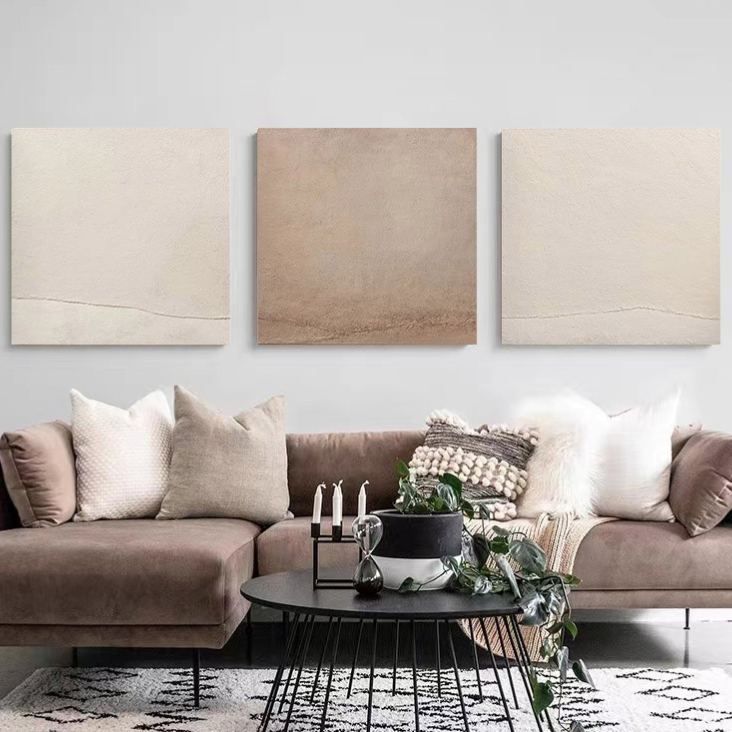 WABI-SABI Brown Beige Oil Painting Canvas Wall Art Dining Living Room