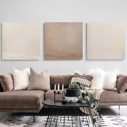 WABI-SABI Brown Beige Oil Painting Canvas Wall Art Dining Living Room