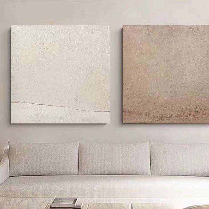WABI-SABI Brown Beige Oil Painting Canvas Wall Art Dining Living Room