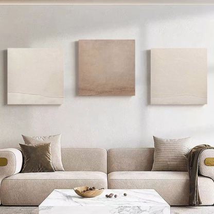 WABI-SABI Brown Beige Oil Painting Canvas Wall Art Dining Living Room