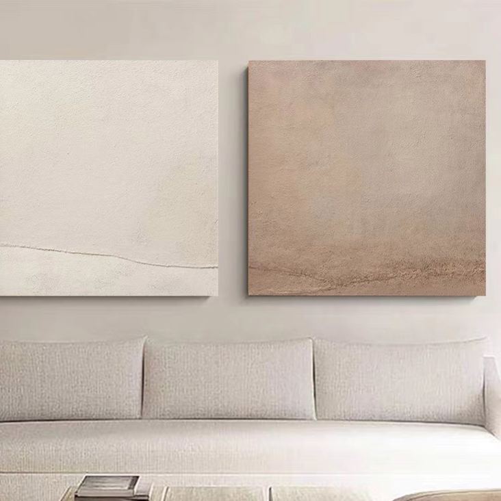 WABI-SABI Brown Beige Oil Painting Canvas Wall Art Dining Living Room