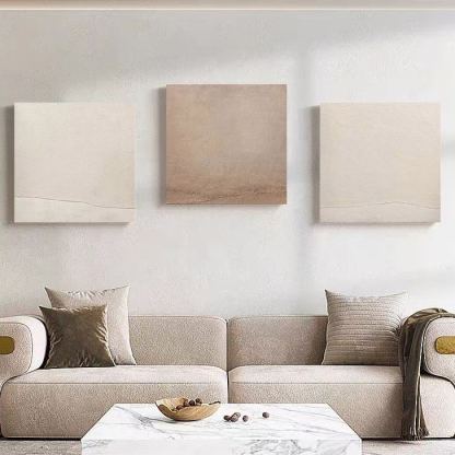 WABI-SABI Brown Beige Oil Painting Canvas Wall Art Dining Living Room