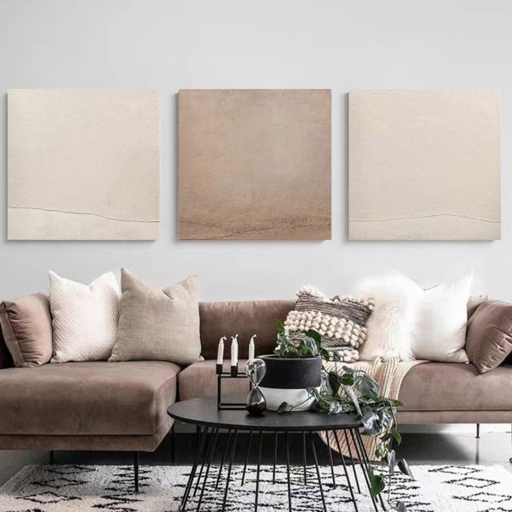 WABI-SABI Brown Beige Oil Painting Canvas Wall Art Dining Living Room