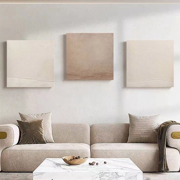 WABI-SABI Brown Beige Oil Painting Canvas Wall Art Dining Living Room