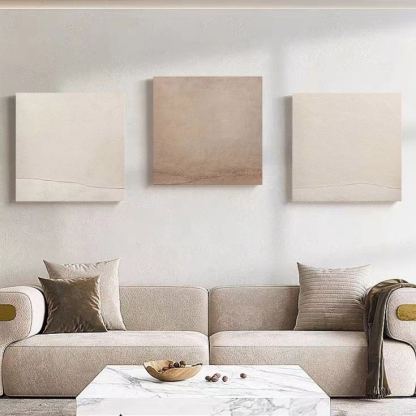 WABI-SABI Brown Beige Oil Painting Canvas Wall Art Dining Living Room