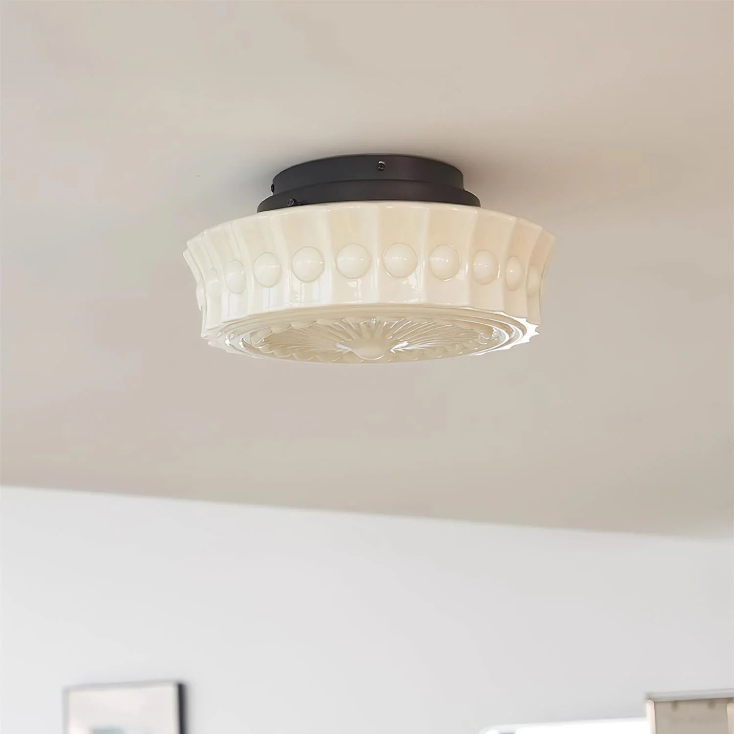 Quinn Nordic Beige White Ceiling Lamp Bedroom  Dining Room