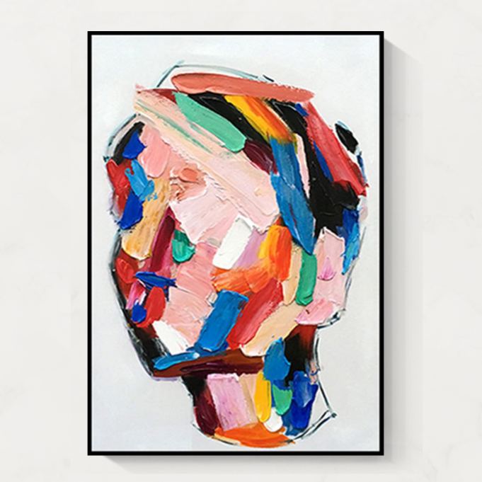Portrait Colorful 3D Texture Oil Painting Canvas Wall Art Style C Entrance Living Room