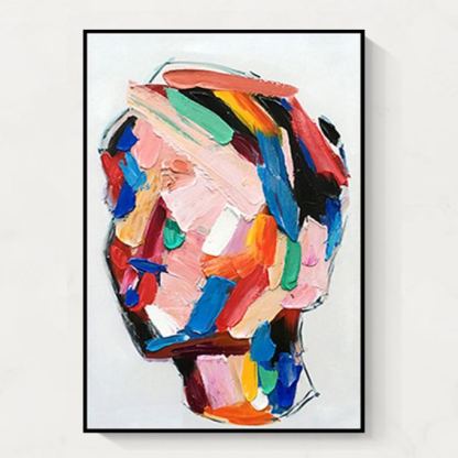 Portrait Colorful 3D Texture Oil Painting Canvas Wall Art Style C Entrance Living Room