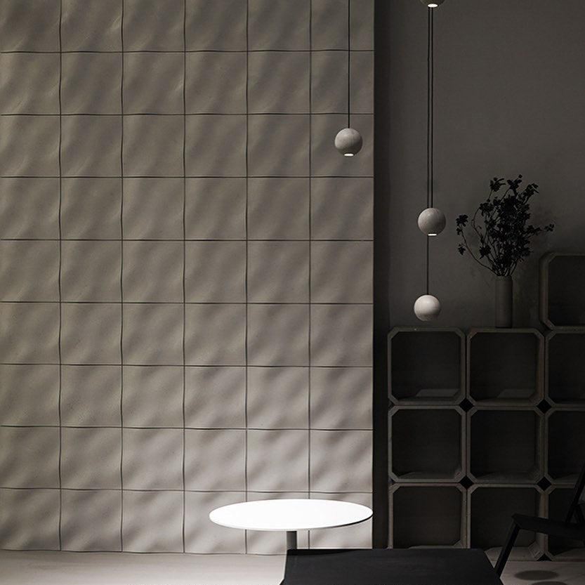 Hailie Minimalism Round Concrete Acrylic Pendant Light Living Room