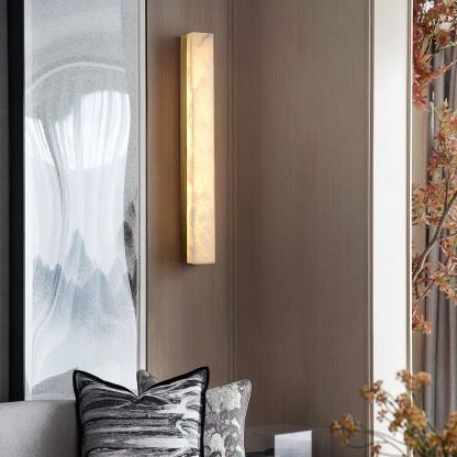 Byers Comfort Square Brass Alabaster Wall Light Living Room Bedroom