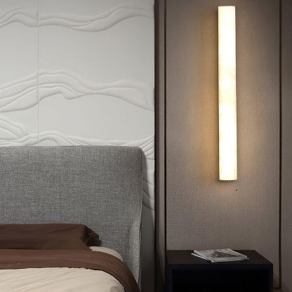 Byers Comfort Square Brass Alabaster Wall Light Living Room Bedroom