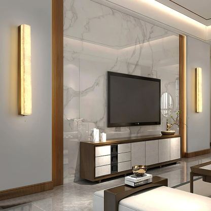 Byers Comfort Square Brass Alabaster Wall Light Living Room Bedroom