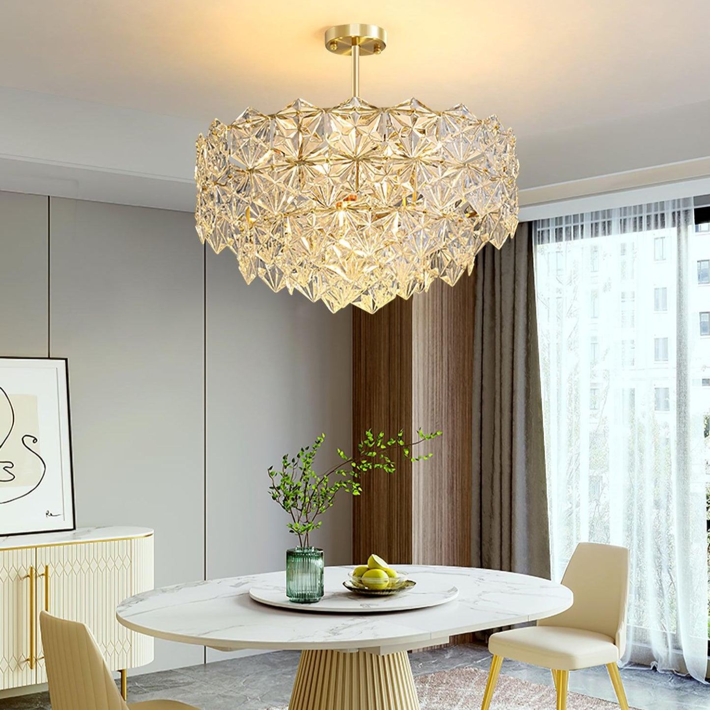 Marilyn Snowflake Gorgeous Metal Glass Chandelier Bedroom Living Room