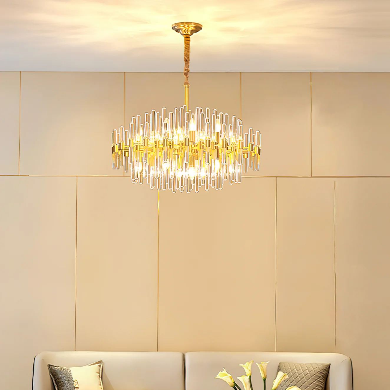 Marilyn Vintage Luxury Antique Brass Chandelier Living Room