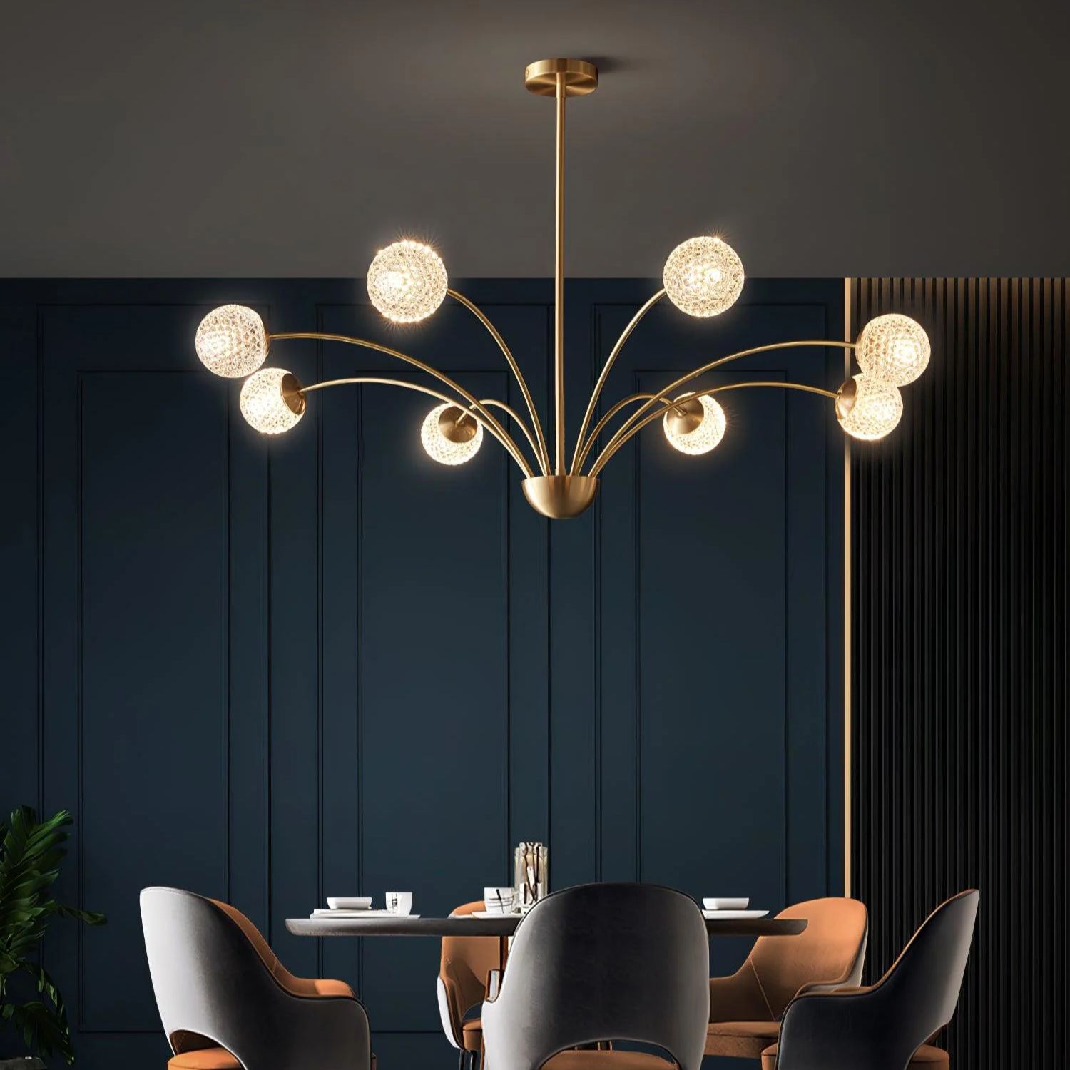 Valentina Classical Brass Glass Chandelier Living Room Dining Room