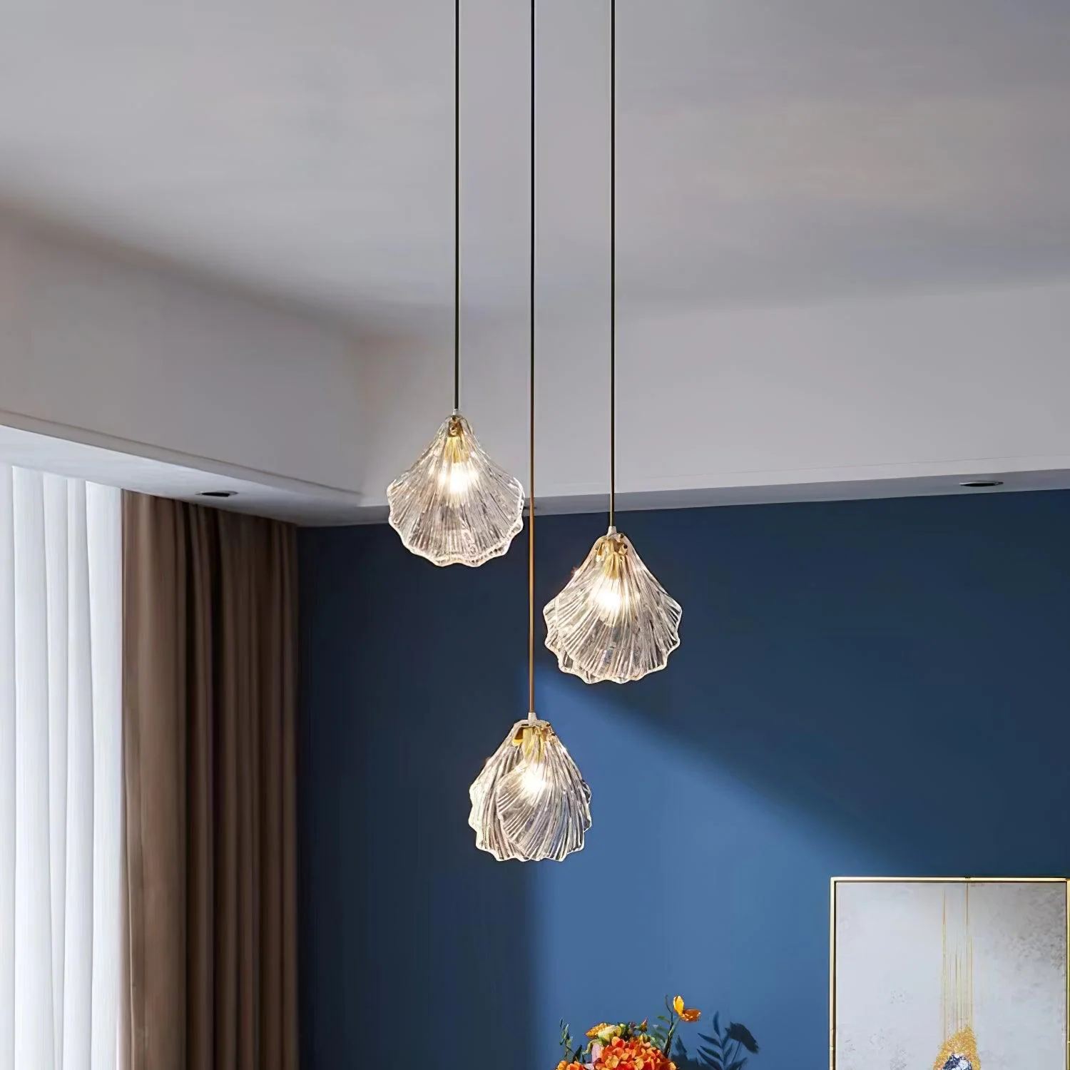 Hailie Antique Unusual Brass Glass Metal Pendant Light Dining Room Bedroom