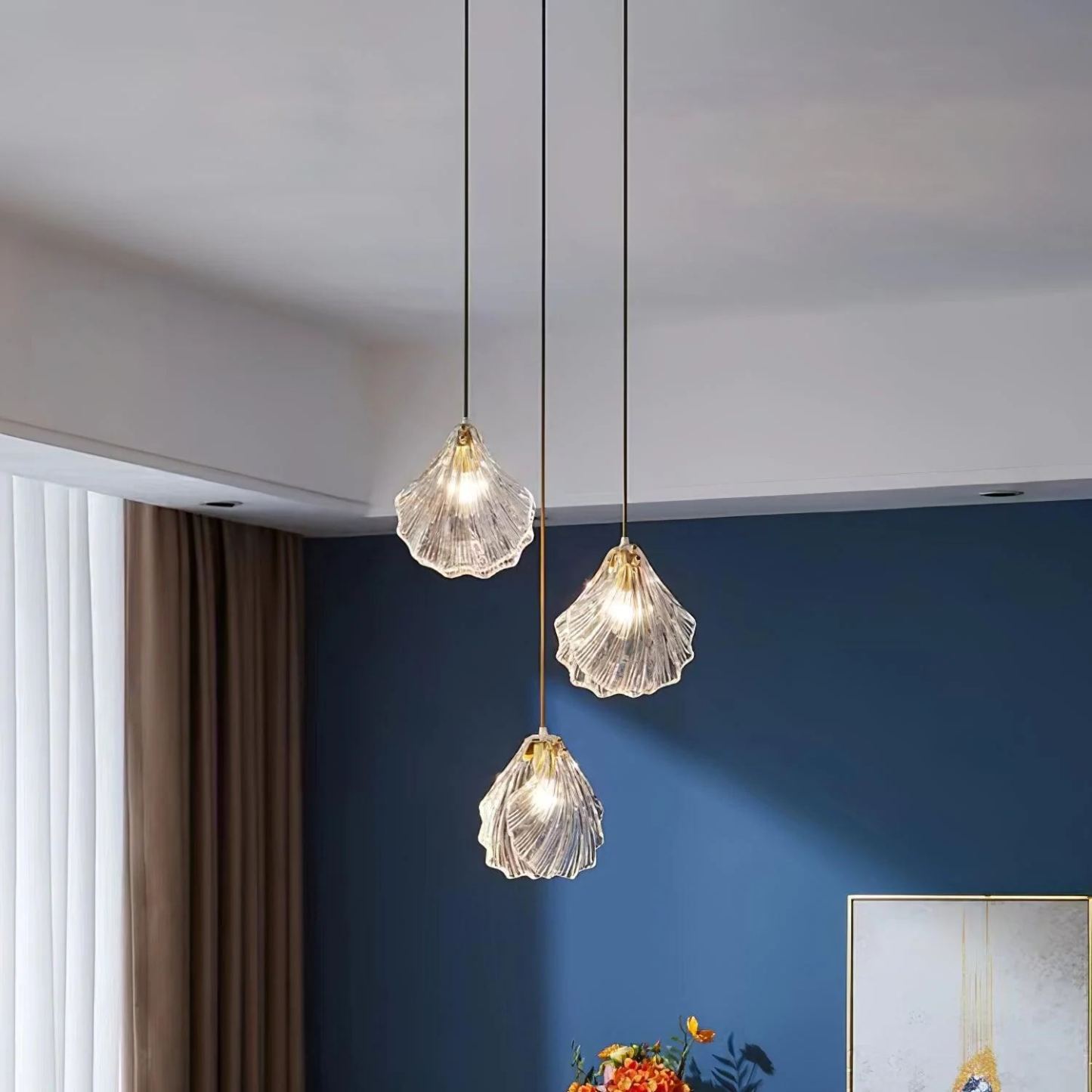 Hailie Antique Unusual Brass Glass Metal Pendant Light Dining Room Bedroom