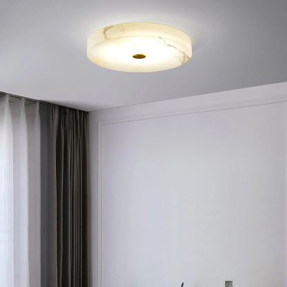 Byers Modern Round Metal Alabaster Ceiling Lamp Living Room Bedoom
