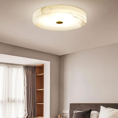 Byers Modern Round Metal Alabaster Ceiling Lamp Living Room Bedoom