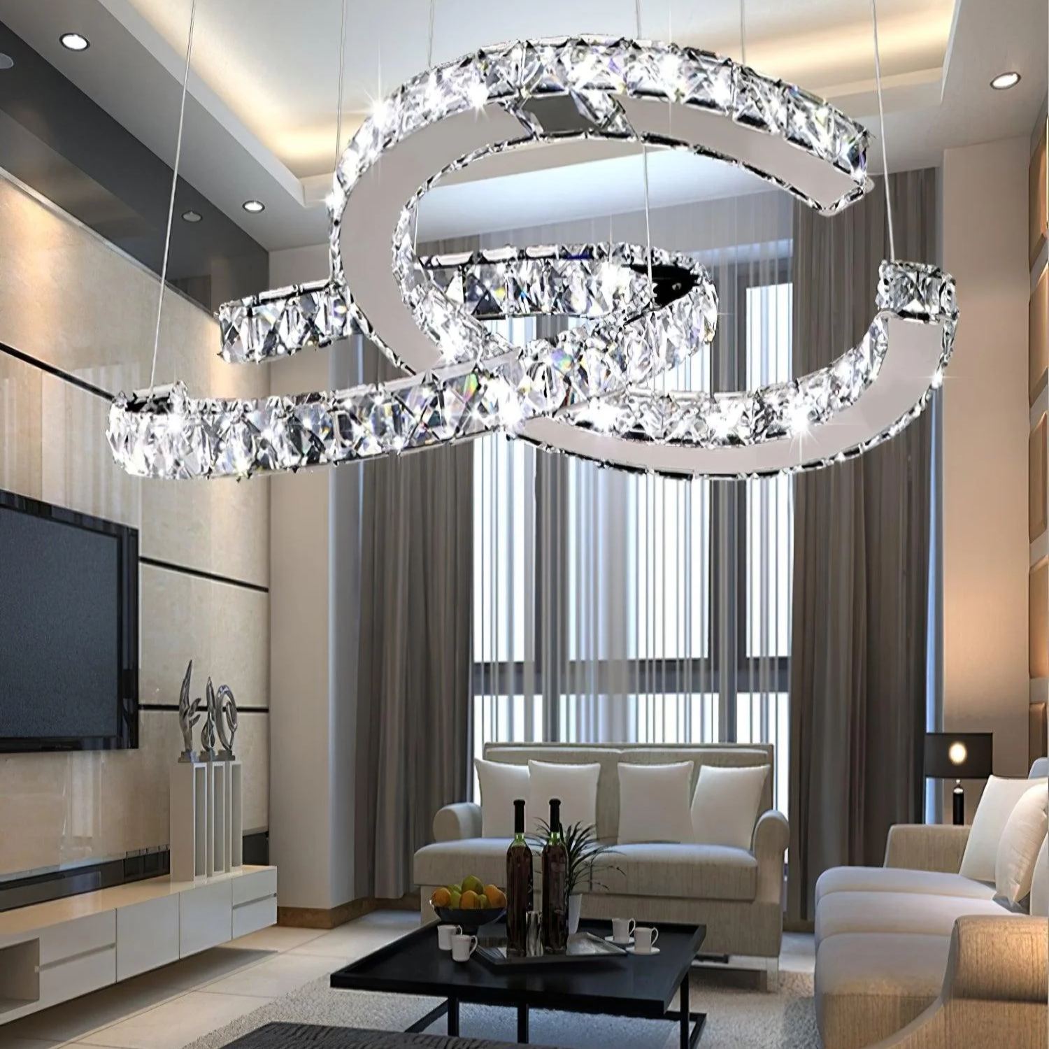 Marilyn Gorgeous Contemporary Metal Crystal Chandelier Living Room Bedroom
