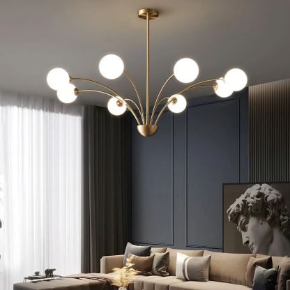 Valentina Classical Brass Glass Chandelier Living Room Dining Room