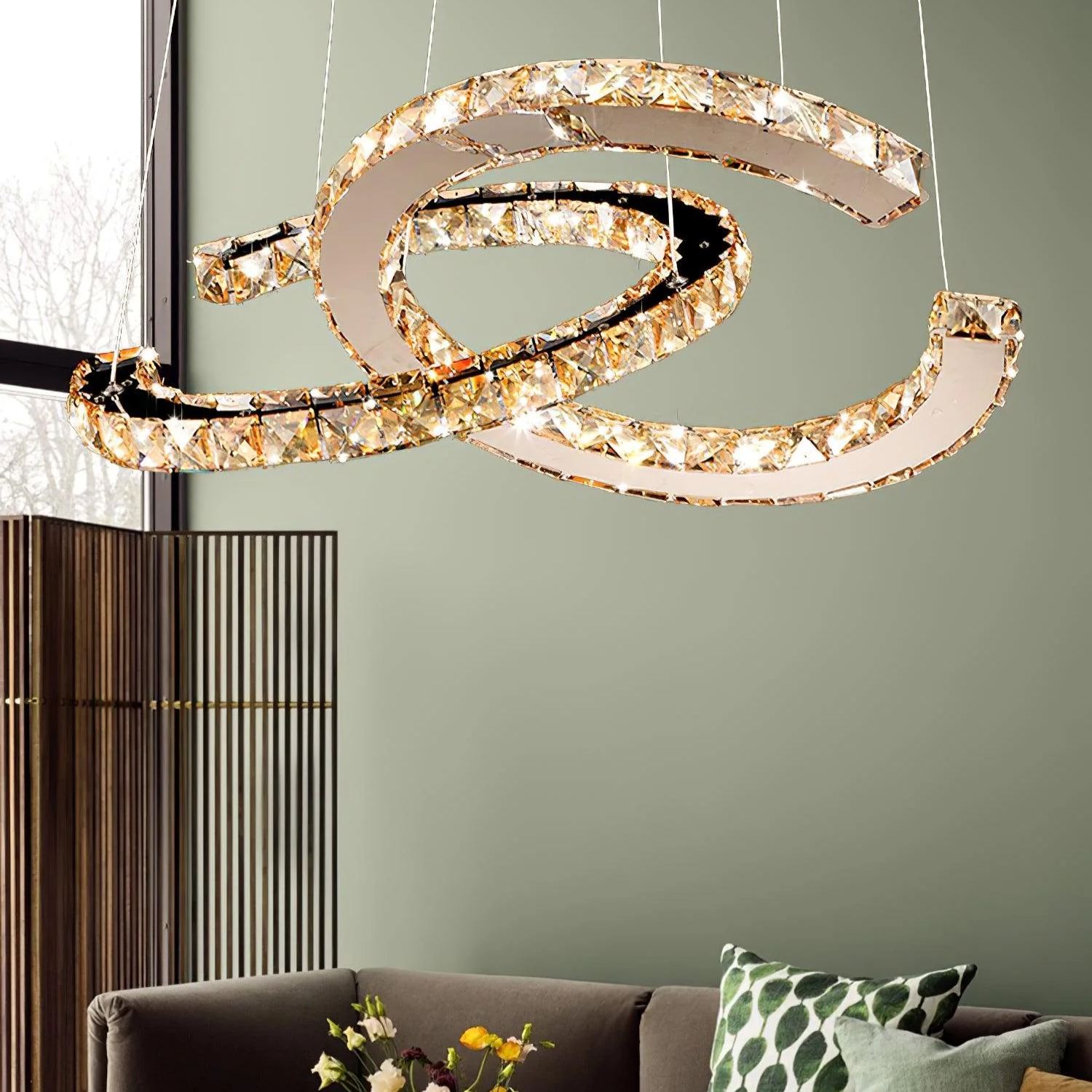 Marilyn Gorgeous Contemporary Metal Crystal Chandelier Living Room Bedroom