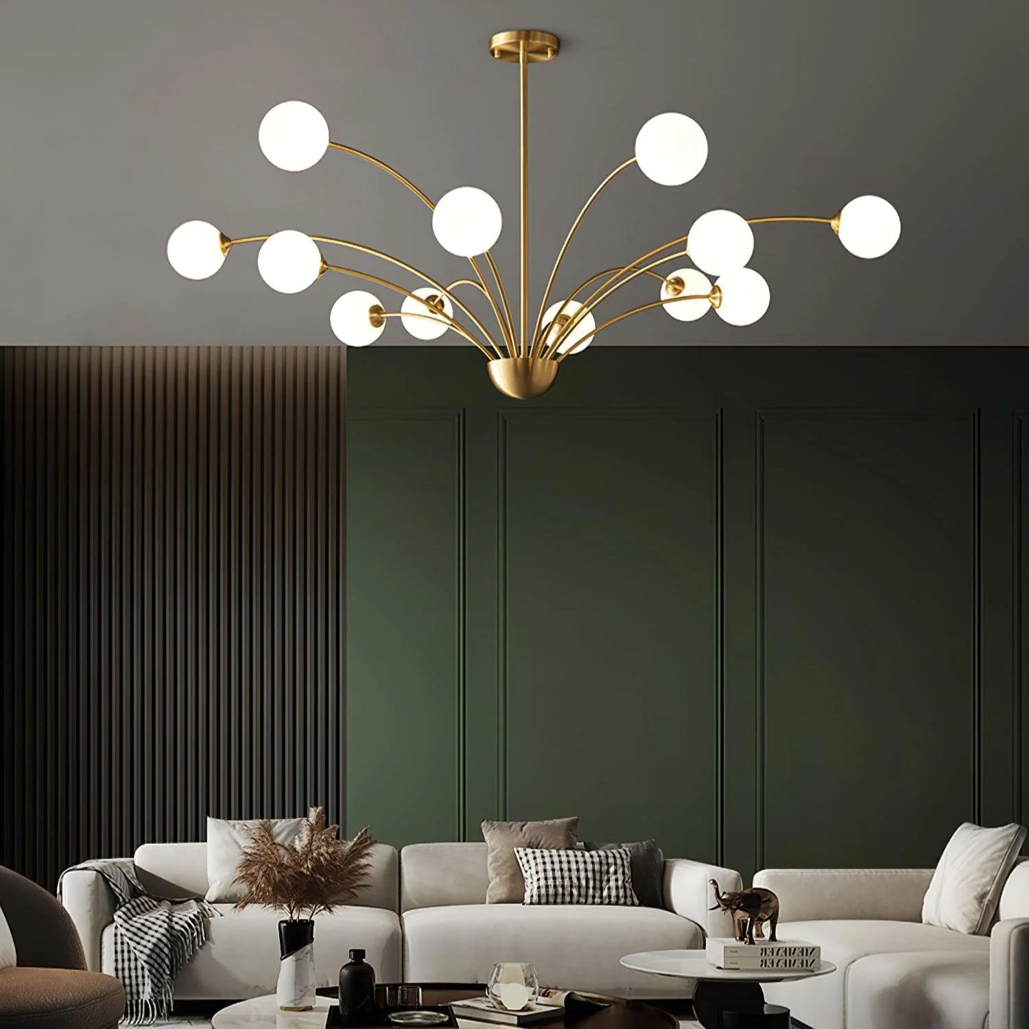 Valentina Classical Brass Glass Chandelier Living Room Dining Room