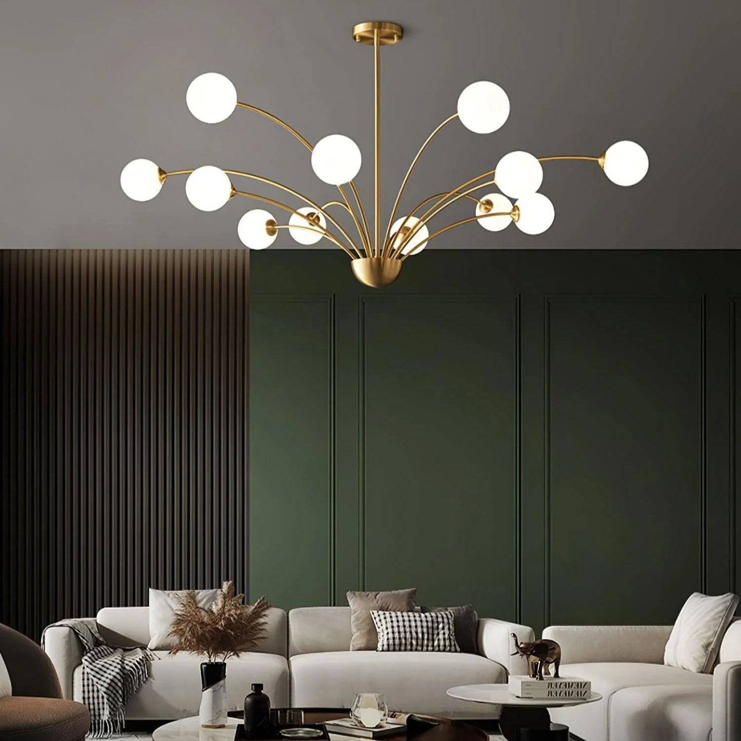 Valentina Classical Brass Glass Chandelier Living Room Dining Room