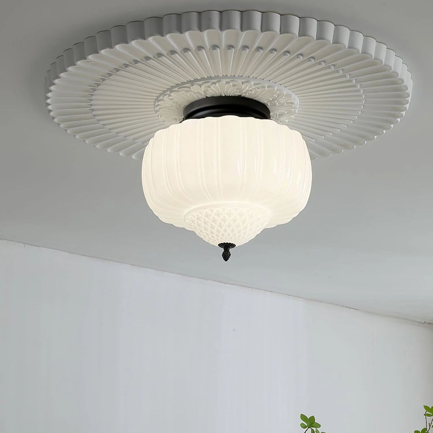 Quinn Vintage Metal Glass Ceiling Light Living Room Bedroom