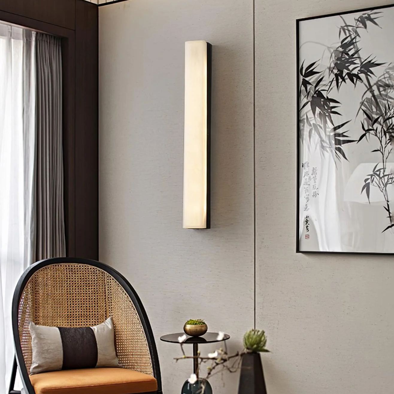 Byers Comfort Square Brass Alabaster Wall Light Living Room Bedroom