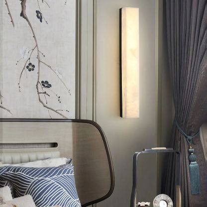 Byers Comfort Square Brass Alabaster Wall Light Living Room Bedroom