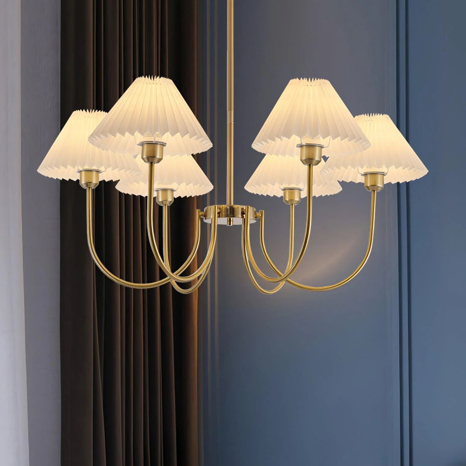 Alessio Gorgeous Pleated Metal Fabric Chandelier Living Room Bedroom