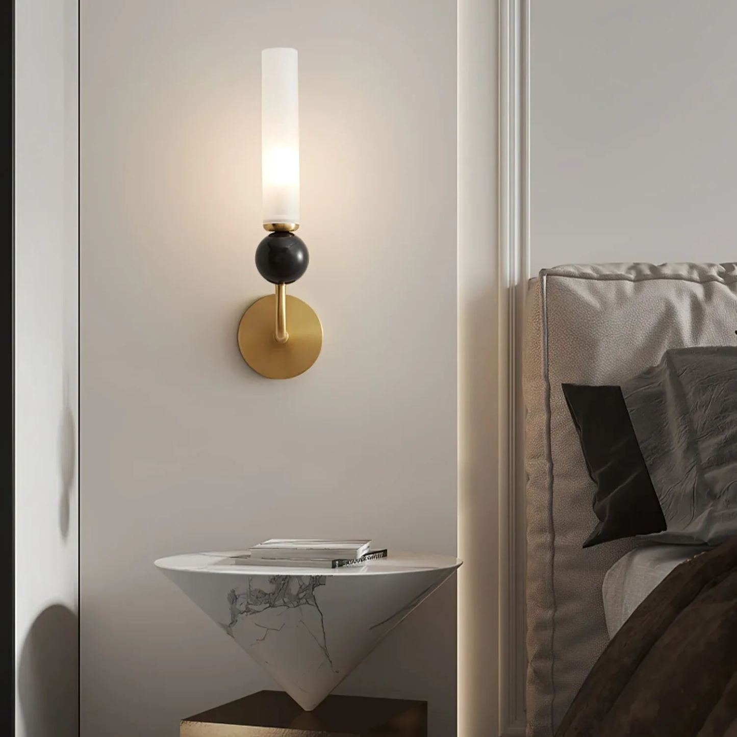 Edge Modern Marble Brass Acrylic Vertical Wall Lamp Living Room Bedroom
