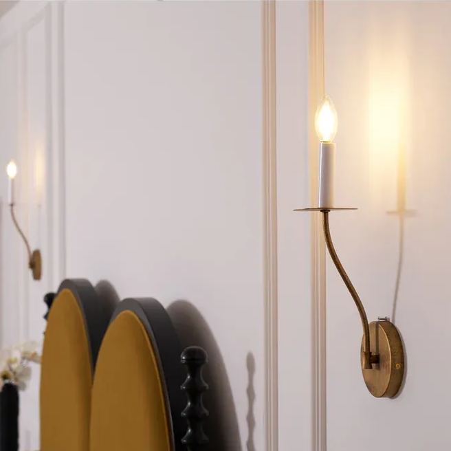 Alessio Vintage Candle Metal Wall Light Fixture Hallway Bedroom Bathroom