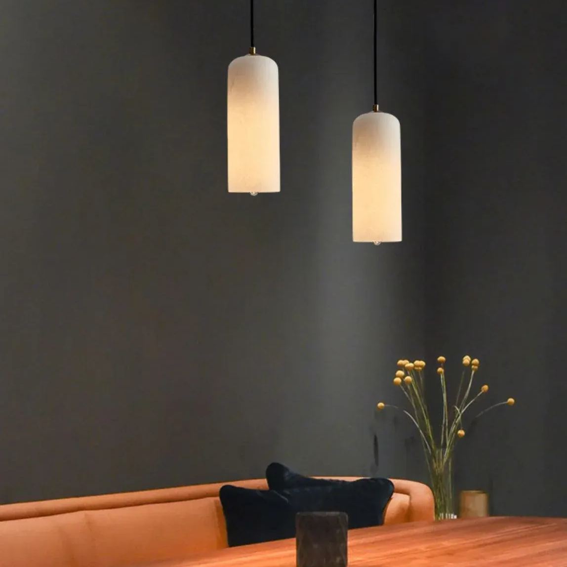 Jade Minimalism Metal Alabaster Pendant Light Bedroom Living Room