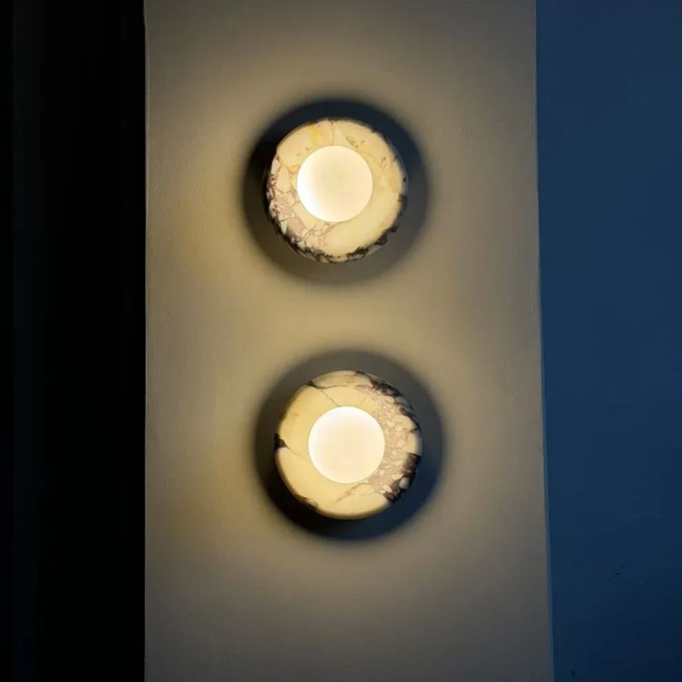 Elif Modern Round Marble Wall Light Shades Bedroom Living Room