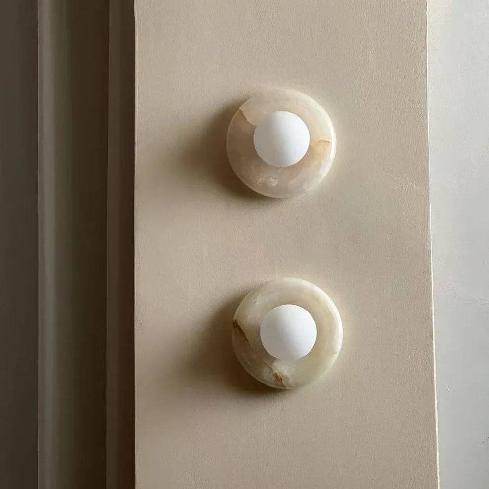 Elif Modern Round Marble Wall Light Shades Bedroom Living Room