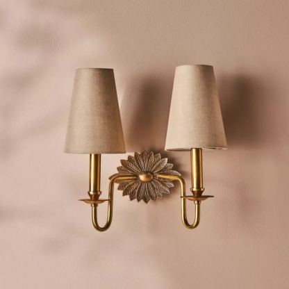 Alessio Vintage Classical Brass Fabric Wall Light Shades Bedroom Living Room